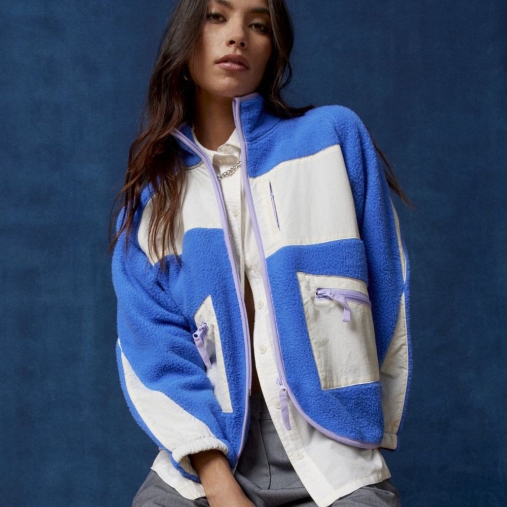 BDG Blue and White Fleece Jacket